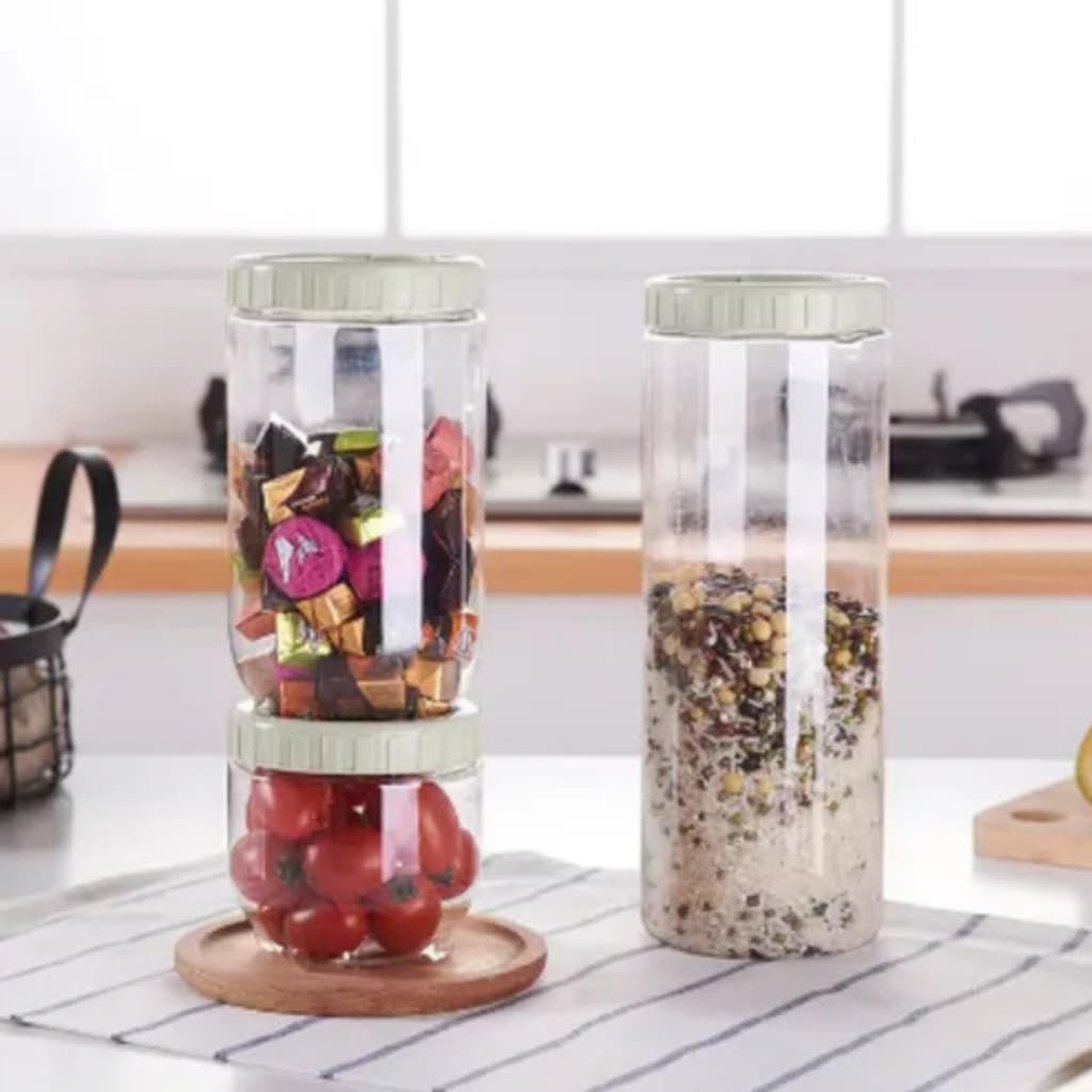 Conjunto 3 Potes Herméticos Porta Mantimentos BPA Free 1,6L 1L 450ml Tampa Vedação Cozinha