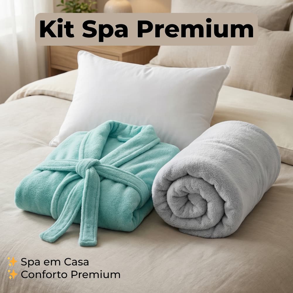 Kit Spa Premium Roupão Felpudo + Manta + Travesseiro Super Macio Conforto Inverno Relaxamento Casa