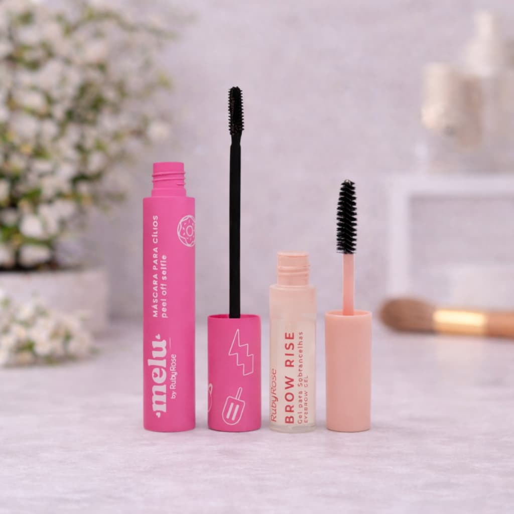 Kit Máscara De Cílios Melu Ruby Rose Rimel + Brow Rise Gel Para Sobrancelhas Ruby Rose