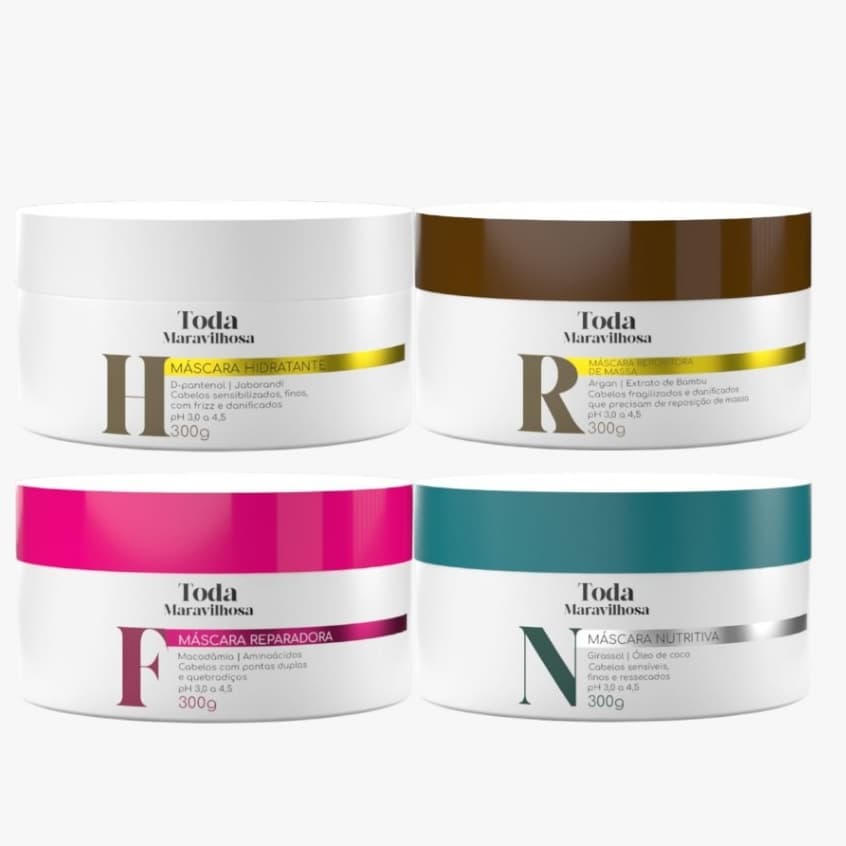 KIT CRONOGRAMA CAPILAR  4 MASCARA TODA MARAVILHOSA DE  300g