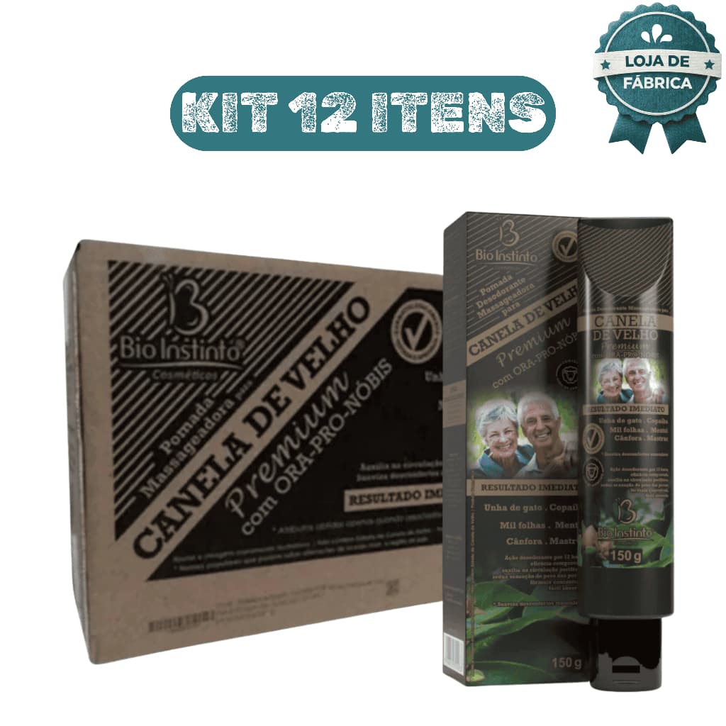 Kit 12 Pomada Canela de Velho Premium Ora-Pro-N贸bis 150g Bio Instinto Al铆vio Muscular Articular