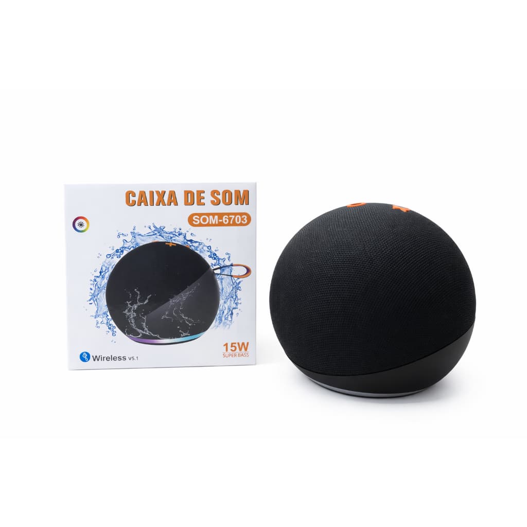 Caixa de Som Bluetooth Portátil 15W Super Bass Wireless SOM-6703