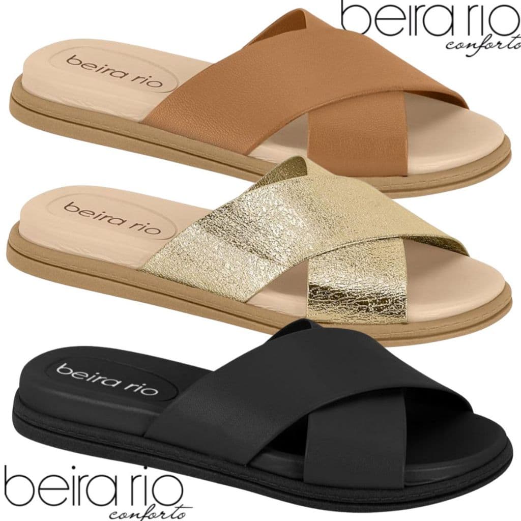 Chinelo Slide Feminino Beira Rio Sandália Rasteira Feminina Casual Moderna Elegante Original