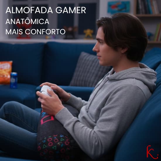 🎮 Almofada Gamer Anatômica em U com Porta Controles – Conforto Profissional para Console