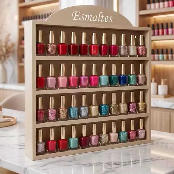 Expositor de Esmaltes MDF crú p/ 68 unidades