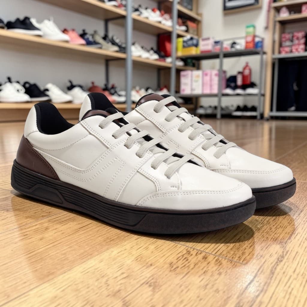 Sapatênis Casual Off White Masculino Versátil Tradicional Clássico Elegante Confortável 18040