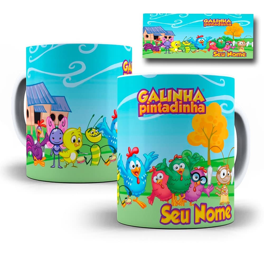 Caneca infantil Galinha Pintadinha, Copo Plastico - Polímero, Caneca Brinquedo Infantil, Personalizado com Seu Nome
