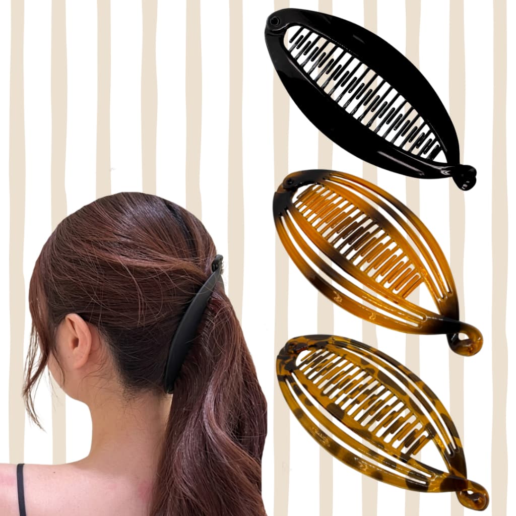 Presilha Rabo De Cavalo Banana Penteado Feminino Resistente Luxo