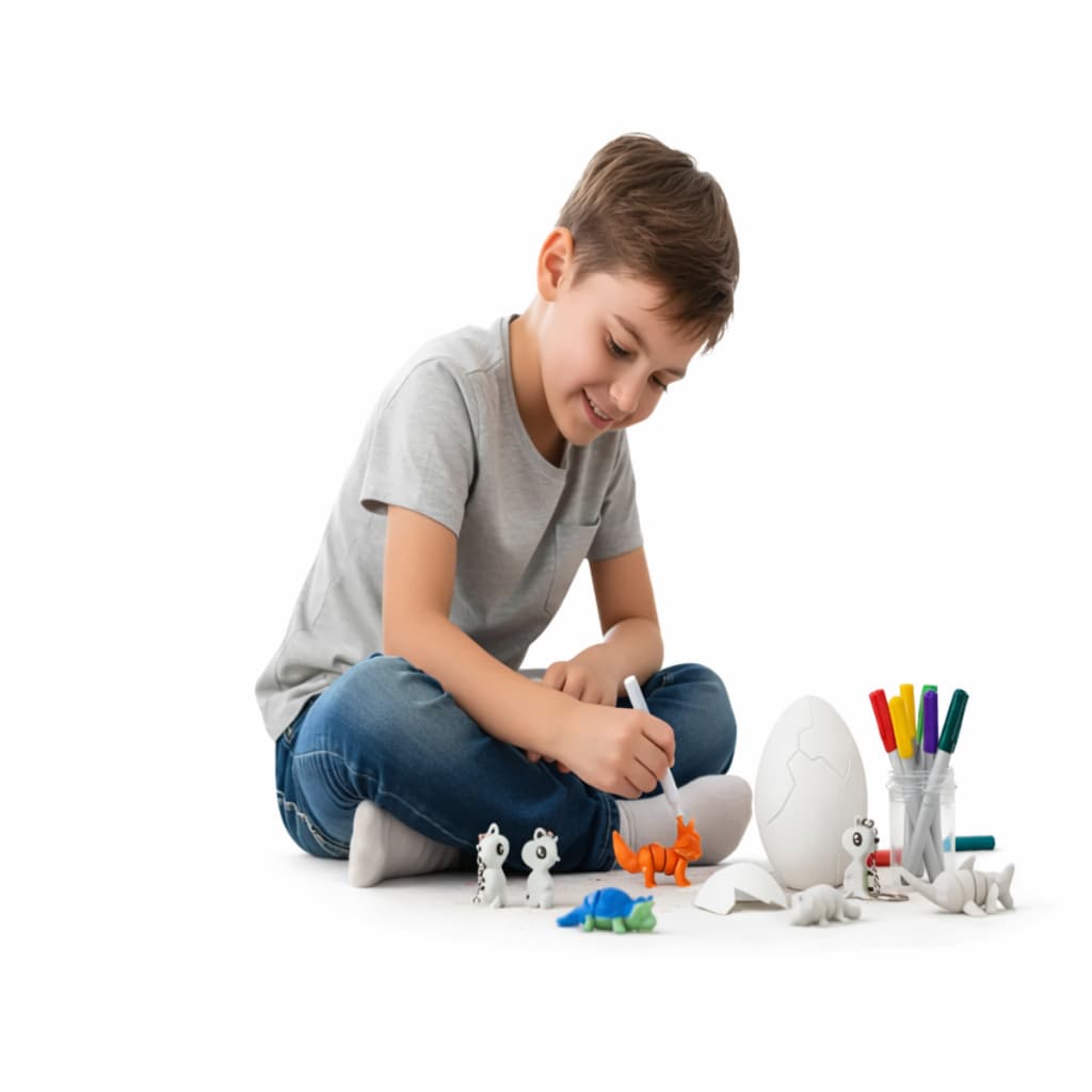 Ovo Surpresa Kit Pintura Caneta Acrílica 2 Articulados Chaveiro DIY Educativo Criativo - Brinquedo infantil