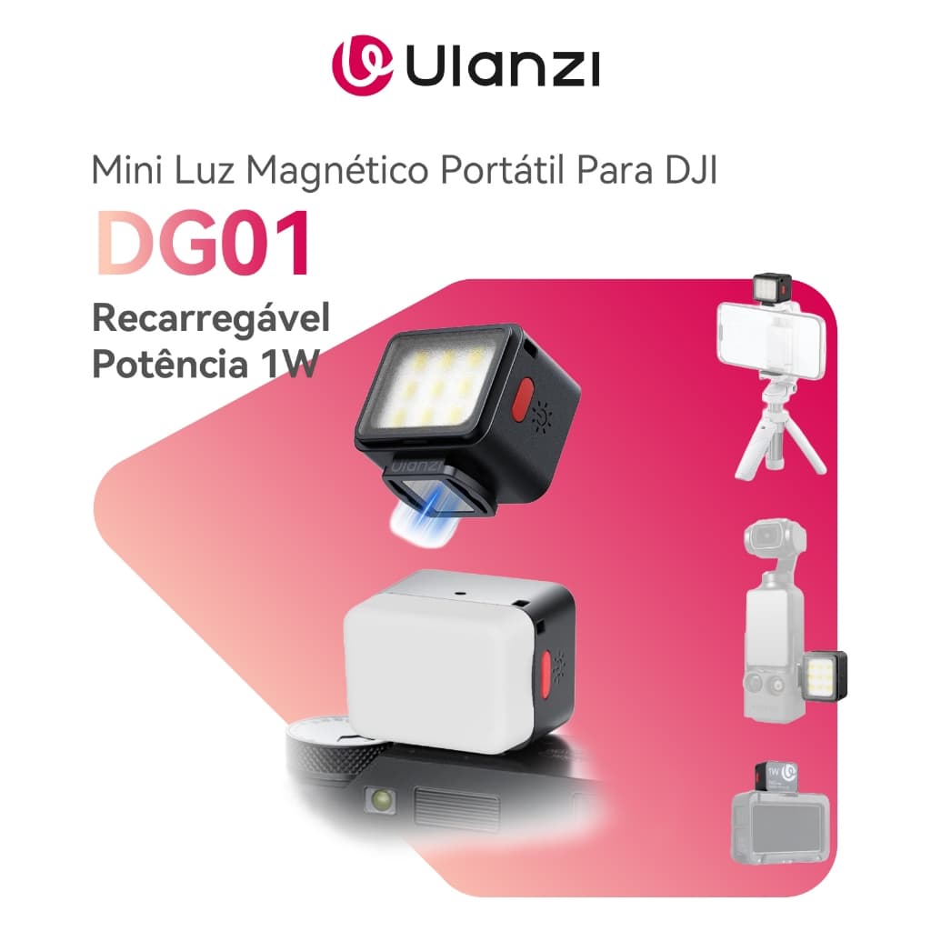 ULANZI DG01 Mini Luz Magnético 1W Para DJI 500mAh Portátil Sapata Fria Vlog