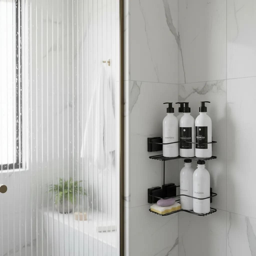 Suporte Porta Shampoo E Sabonete De Canto Ventosa Preto