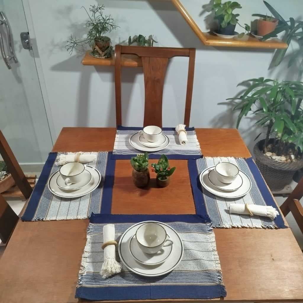 Jogo Americano 4 Lugares Kit 4 Peças Algodão Tear Artesanal Mesa Posta Rústica 30x40