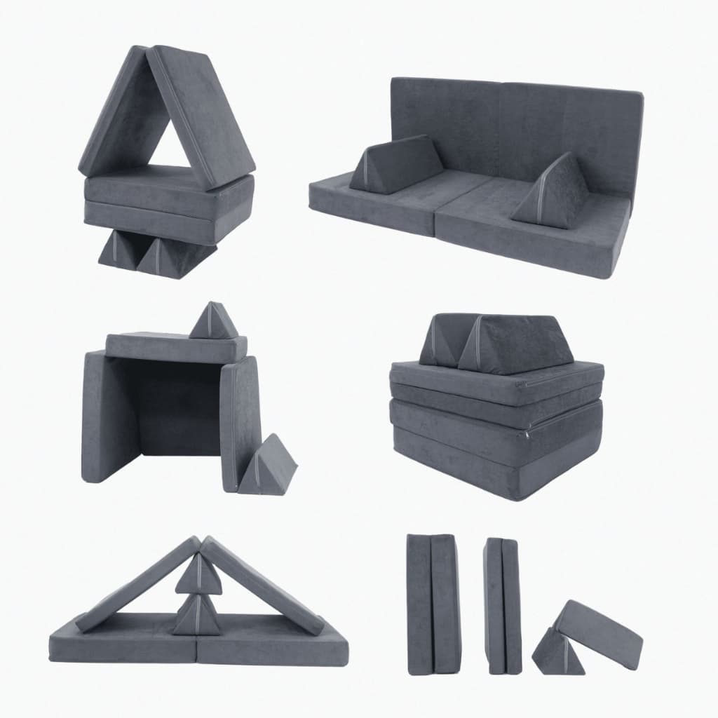 Sofá de brincar Infantil Modular Montessori 4 Peças Cinza