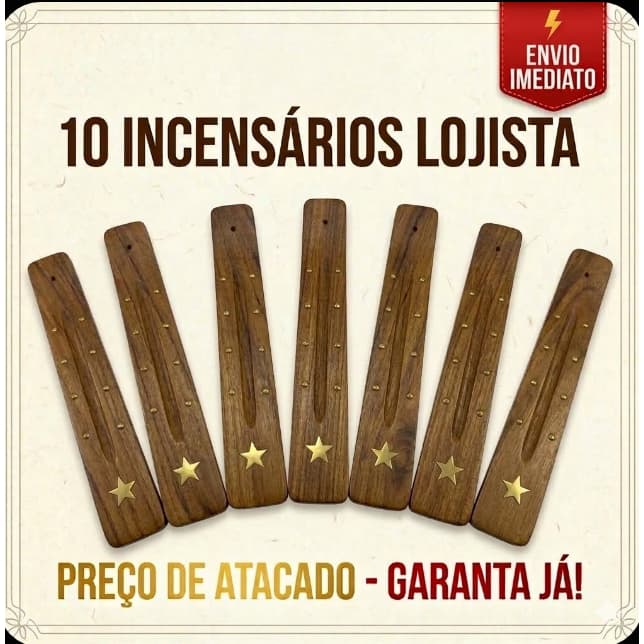 Porta incenso indiano régua de madeira/ porta incenso artesanal 10 UNIDADES