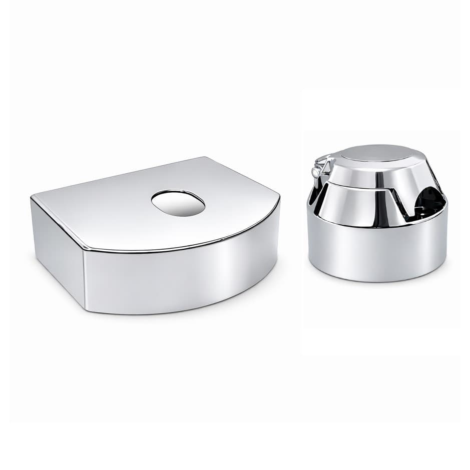 Kit Tomada Cromada Capa Para Engate Reboque Carretinha Tomada Fêmea 6 Polos Cromada