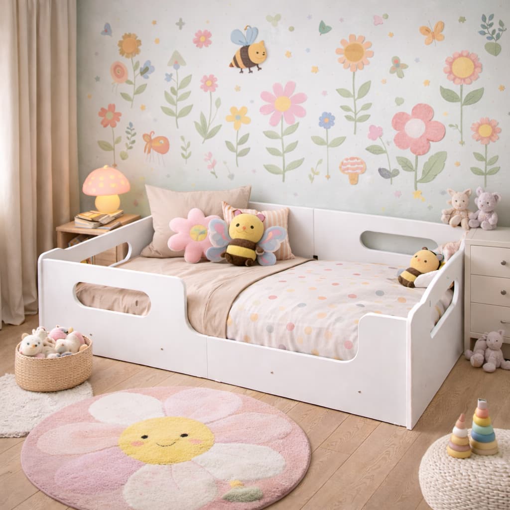 Caminha Encanto Infantil Montessori Branca Menino/Menina Incluso Sem Colchão Quarto Da Criança Em MDF
