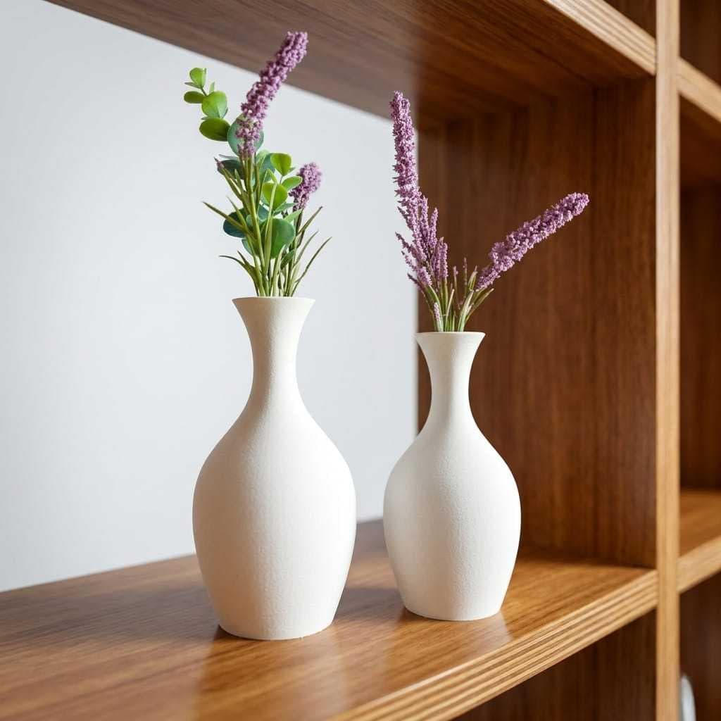 Kit 2 Vasos Decorativos Estilo Barroco para Sala e Quarto – Vasos de Decoração para Rack, Aparador, Mesa e Estante – Enf