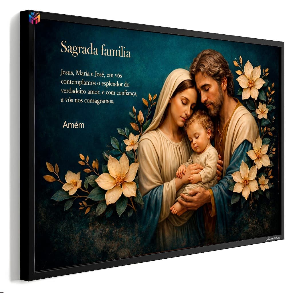 quadro Sagrada Família nascimento de Jesus oração da familia sala quarto hall