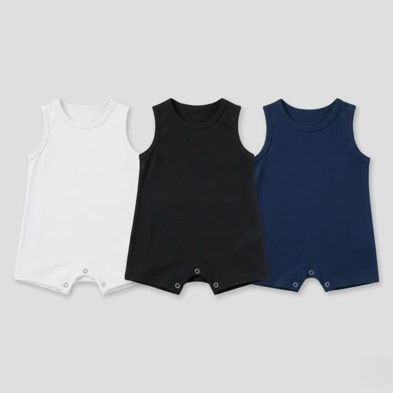 Kit 3 Pimpão Macacão Romper Menino Bebê Regata Meia malha 100% Algodão Minimalista Cores Urbanas Design Exclusivo Top