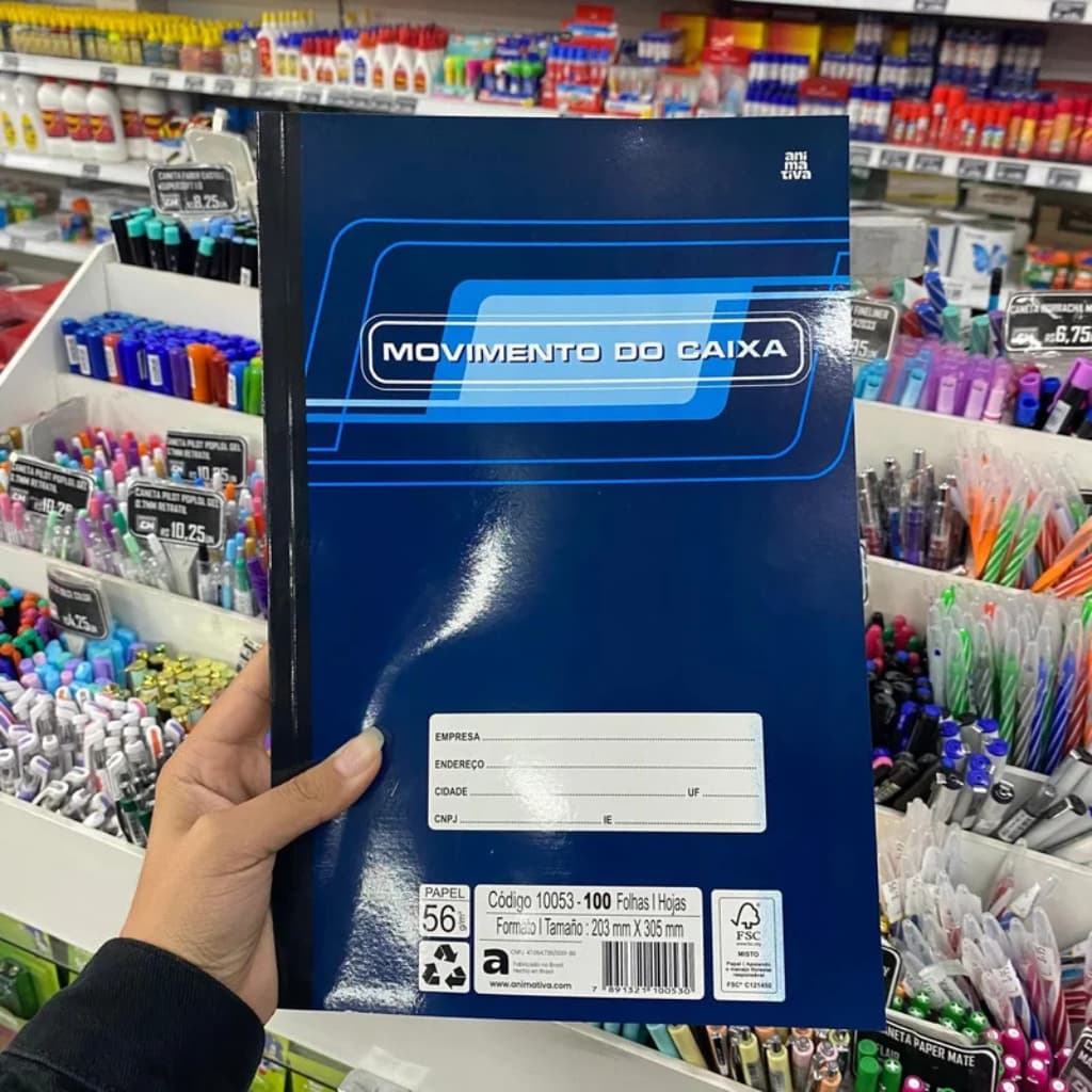 Livro Movimento Caixa Organizador Financeiro 100 Folhas Formato Amplo Registro Diario