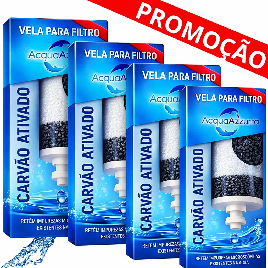 4 Vela Filtro de Barro ORIGINAL Carvão Ativado Alcalina Universal - ENVIO IMEDIATO