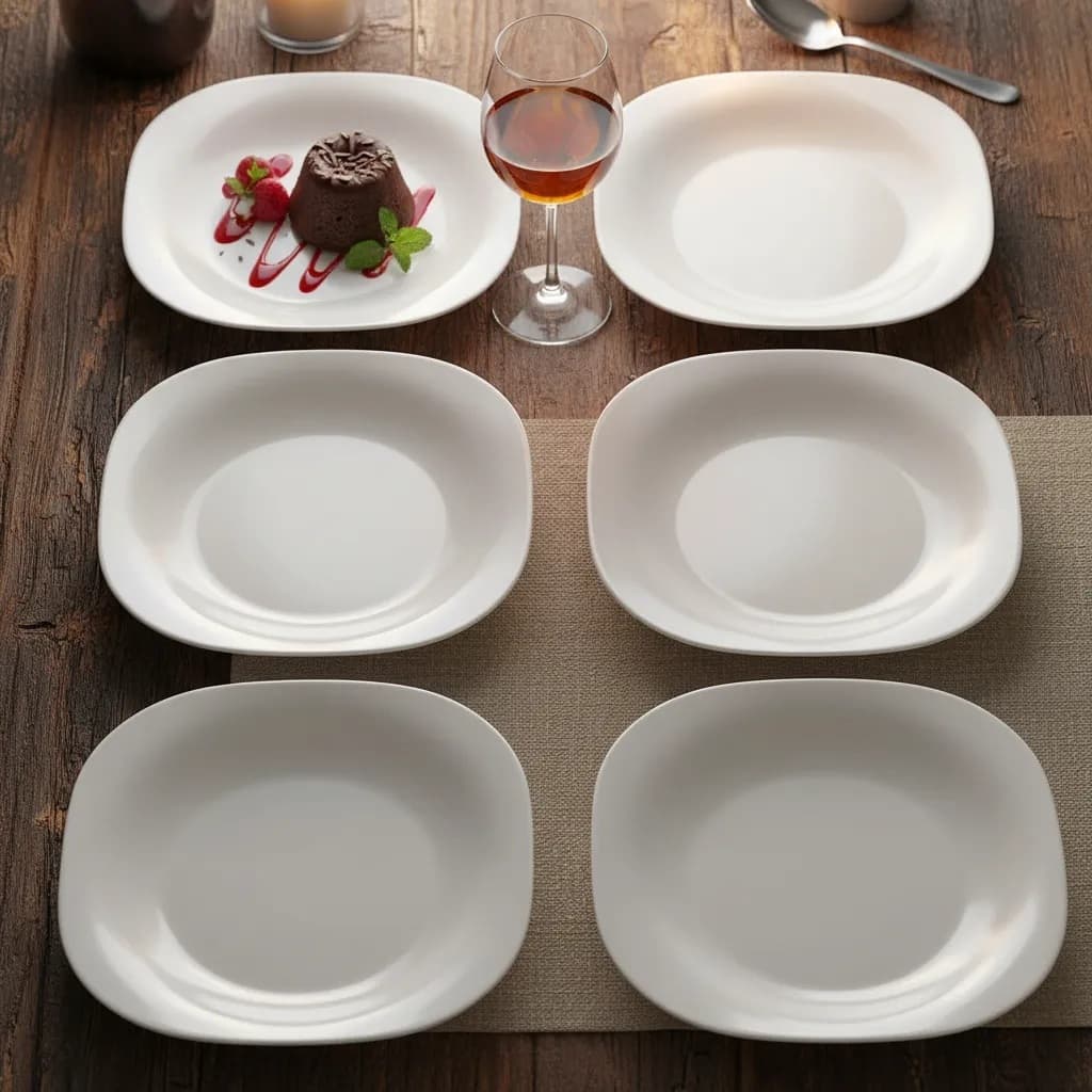 Prato de Vidro Opaline Quadrado Sobremesa Lanche 19,5cm Montana Kit 6 Unidades