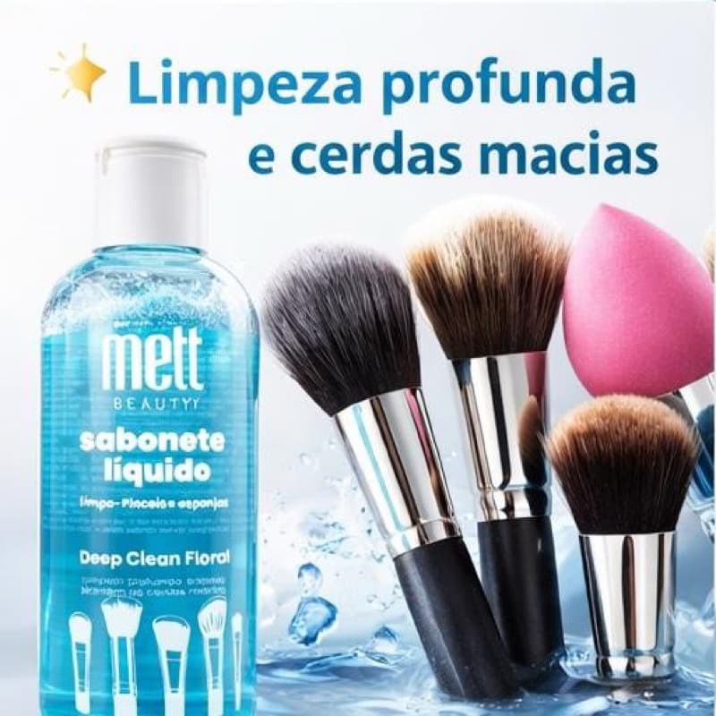 Limpador de Pincéis Profissional 200ml | Sabonete Limpeza Profunda para Pincel e Esponja Mett Beauty