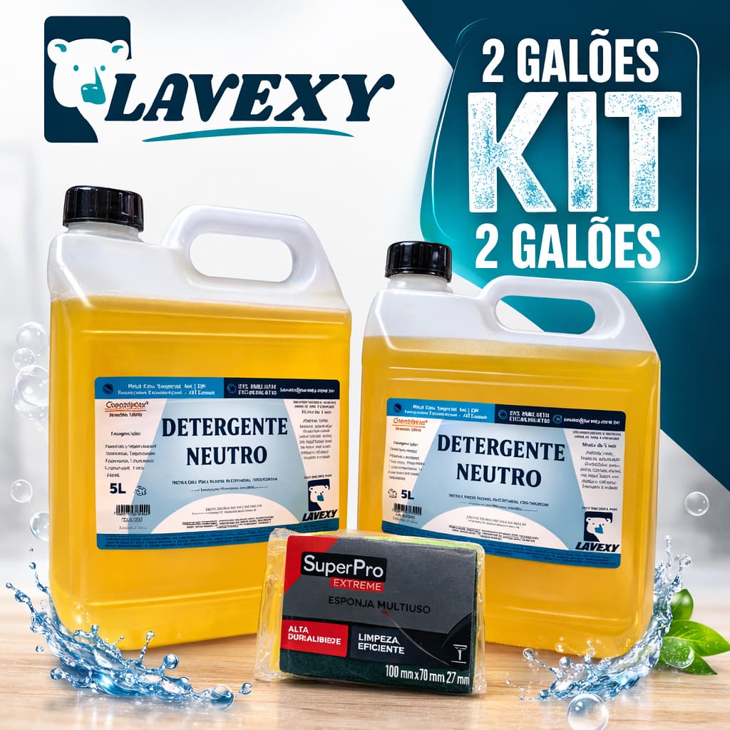 Kit 02 Galões Detergente Neutro 05 litros- Desengordurante com Bicarbonato de Sódio
