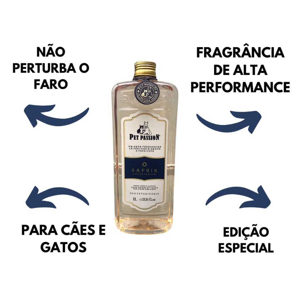 Perfume Saphir 1l Pet Passion Para Banho e Tosa Banho e tosa Perfume pet de alta fixação importado