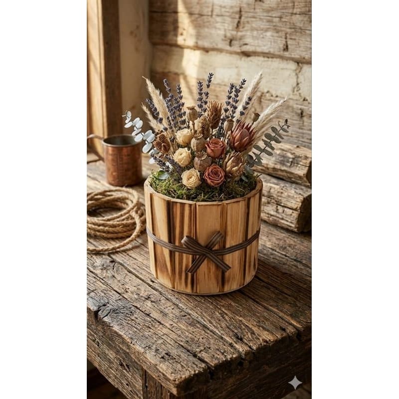cachepot de madeira tamanho M redondo para plantas e decoração..