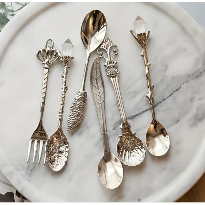 12 pcs talheres de fada, talher fofo de sobremesa, decoração vintage