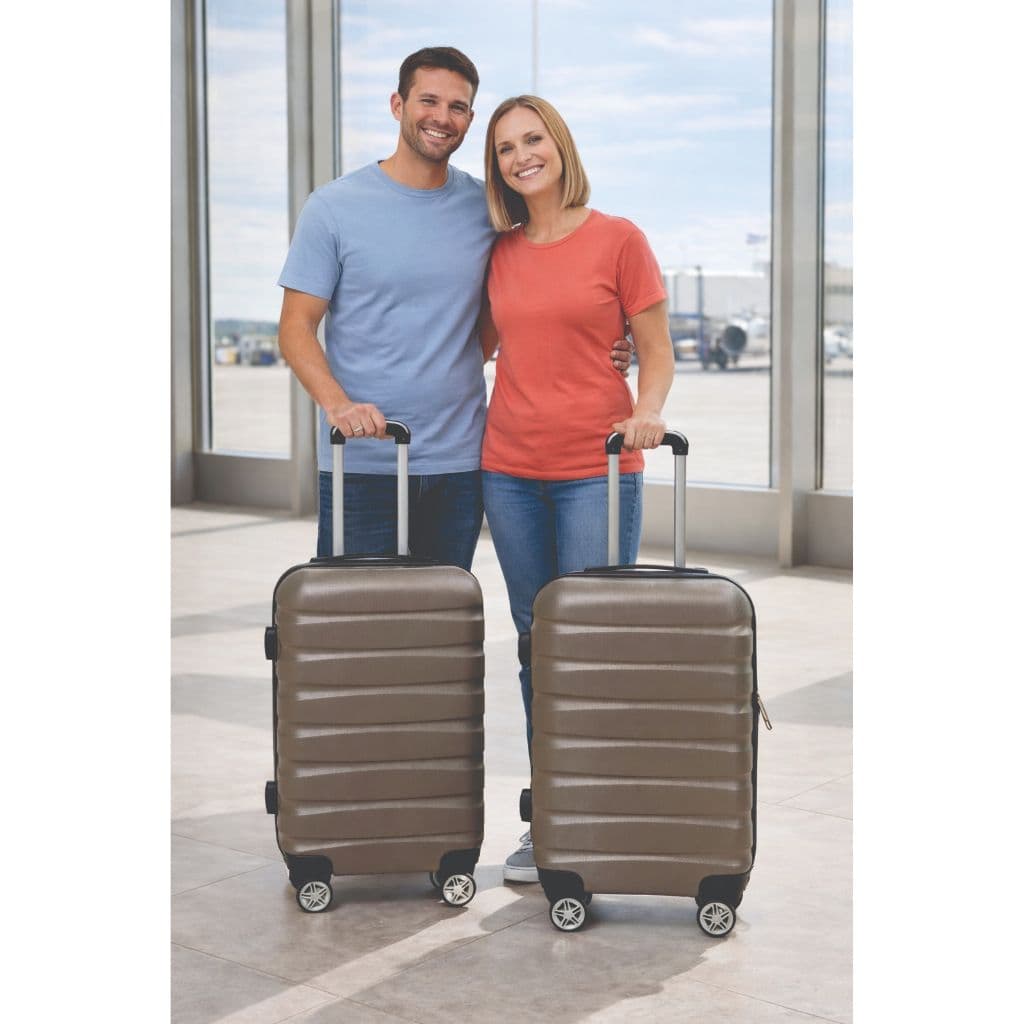 Kit 2 Malas de Viagem Com Rodinhas  - 10kg - Pode levar no avião - 18'' e 20'' - Cinza - Mala de Bordo - Conjunto