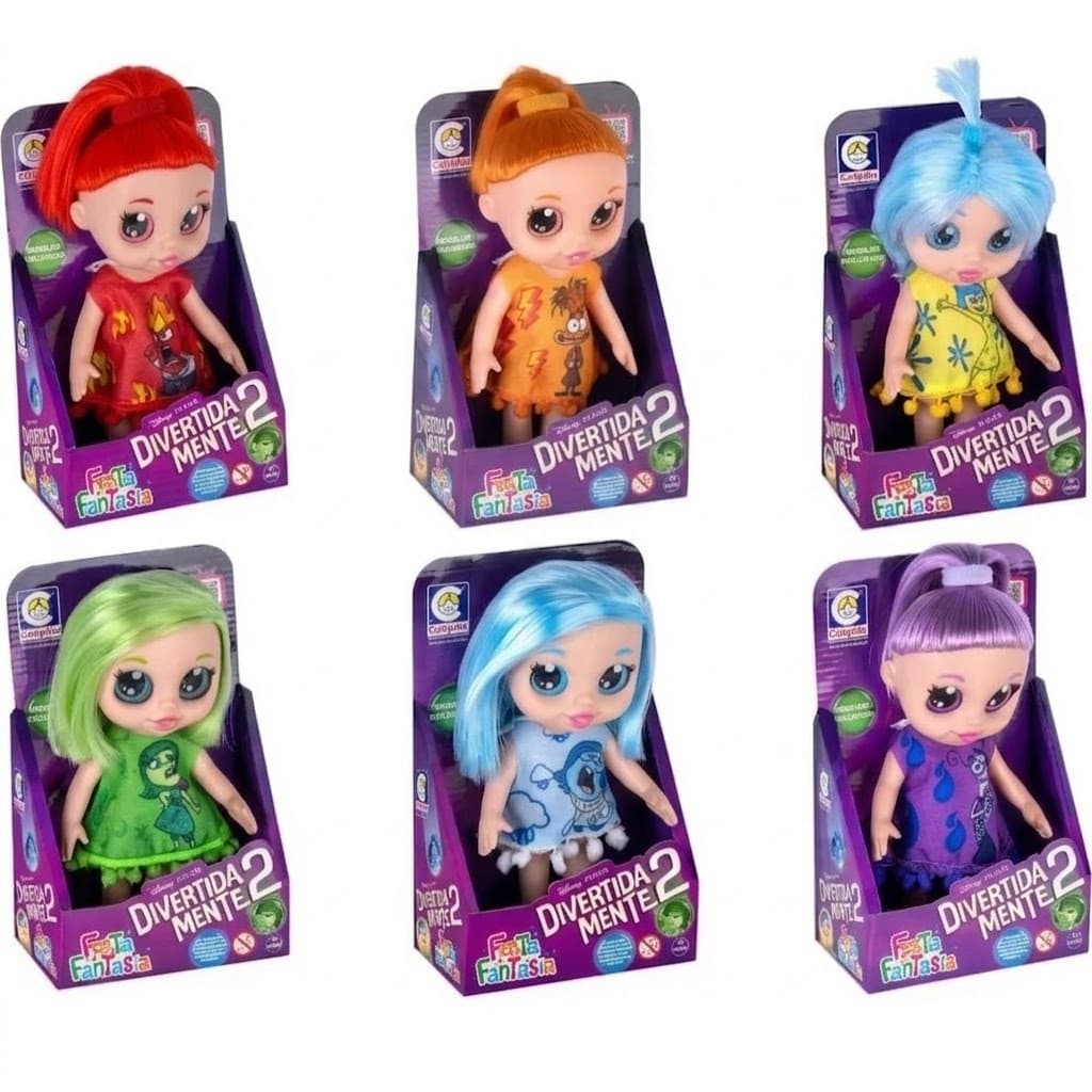 Boneca Divertidamente Festa a Fantasia - Cotiplas - Nojinho, Medo, Alegria, Tristeza, Raiva, Ansiedade