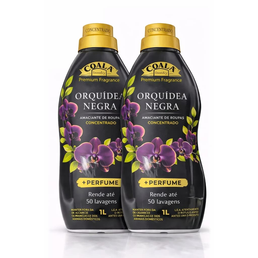 Kit 2 Amaciantes Coala Laundry Orquídea Negra 1L - Perfume Intenso, Maciez Premium em Dobro