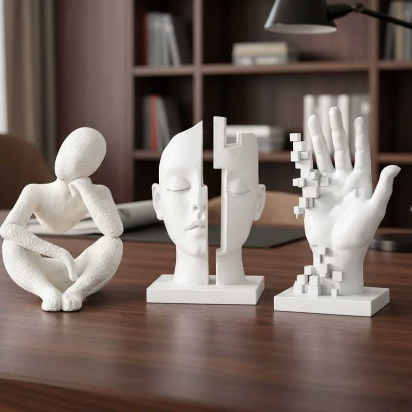 3 Escultura Decoração Enfeite P/ Casa Sala Quarto Escritorio Abstrato