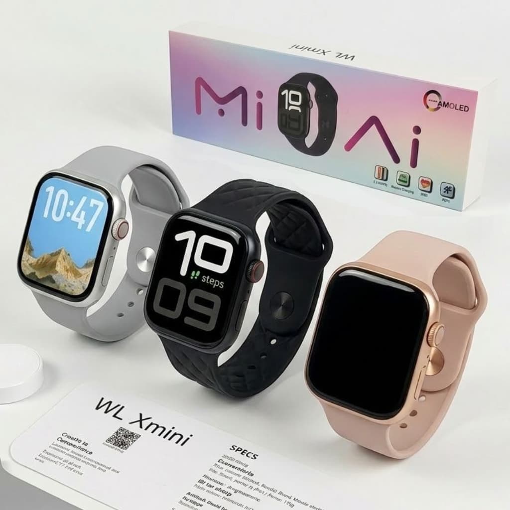 Smartwatch WL XMini AMOLED 38mm Série 10 Chamadas Bluetooth Relógio Inteligente Feminino Masculino