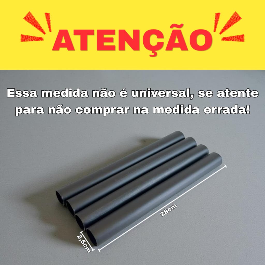 Kit com 4 Tubos para Estante Flexa 28x2,5cm – Cor Preta