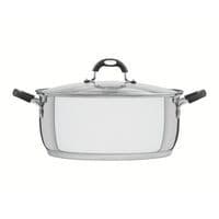 Caçarola Grande Tramontina em Aço Inox com Fundo Triplo e Tampa de Vidro 30 cm 8,5 L