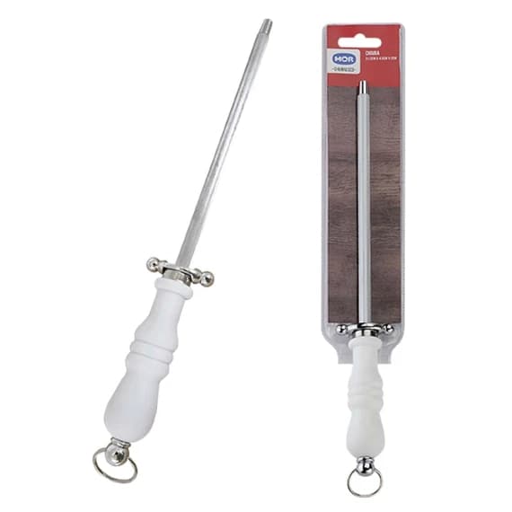 Chaira de Aço Inox Mor - 32cm Cabo Branco - Amolador de Facas
