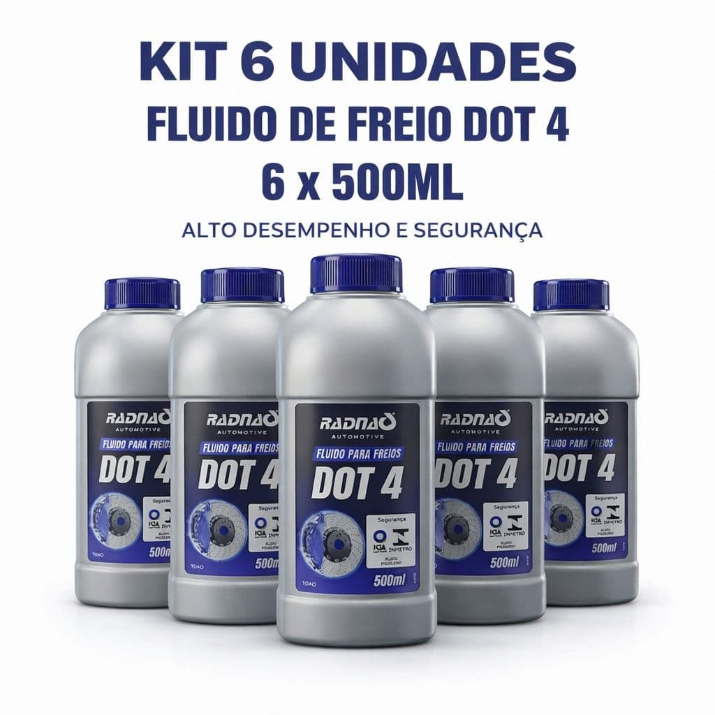 Kit 6 Fluido De Freio Dot 4 500 Ml Radnaq Para Abs Freio A Disco E Tambor  Automotivo