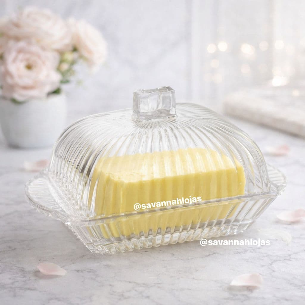 Manteigueira Retangular Renaissance 17cm Cristal - Lyor Manteigueira De Vidro