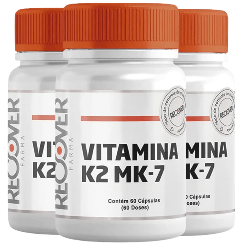 Kit com 3 unidades de Vitamina K2 Mk-7 100mcg 60 Cápsulas