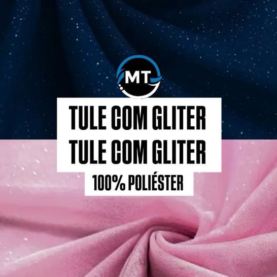 1 Metro Tecido Tule Gliter / Azul Marinho e Rosa Bebe ( 1M x 1,50 Mts Largura )