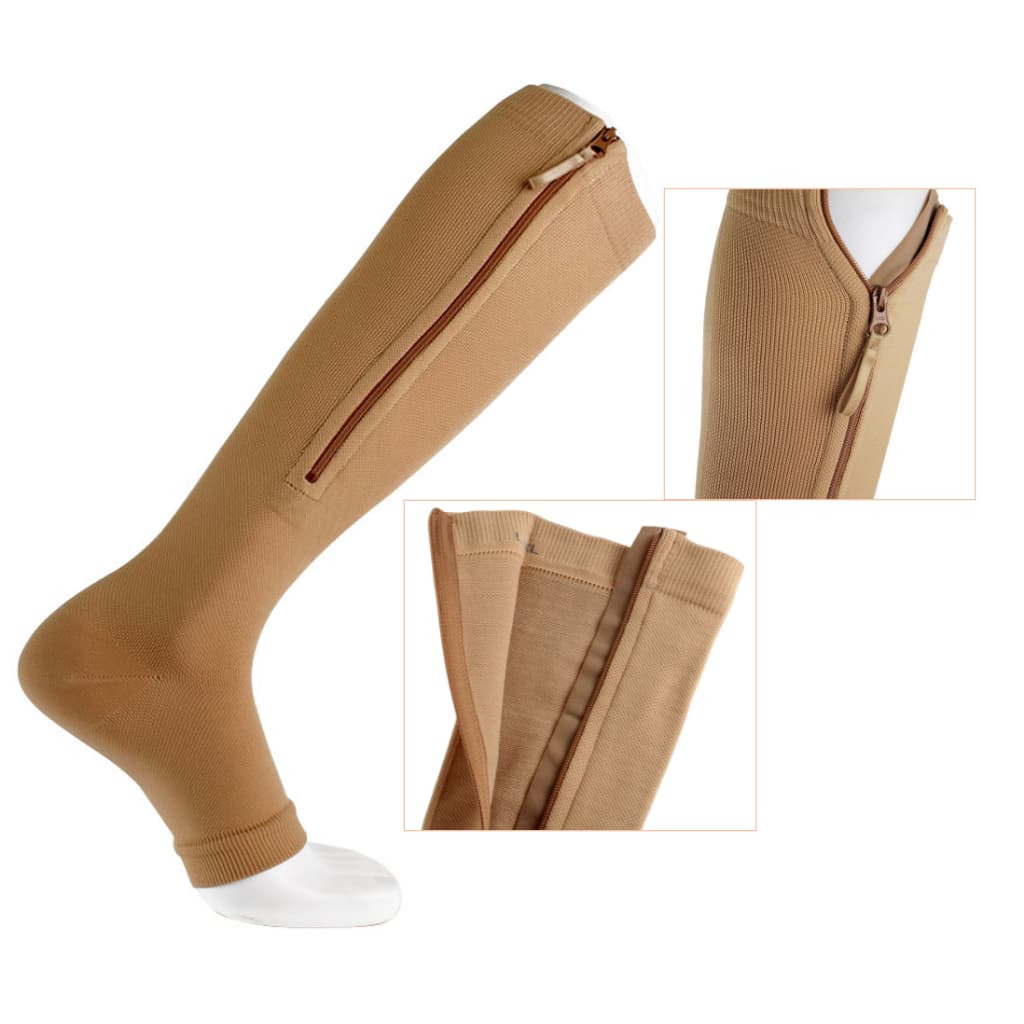 Par De Meias 3/4 Média Compressão 20-30mmhg Ziper Premium