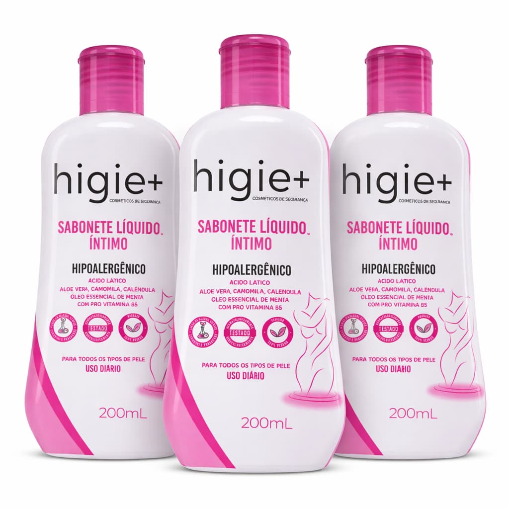 Kit 3 Sabonetes Líquidos Íntimos Higie+ 200ml Hipoalergênico