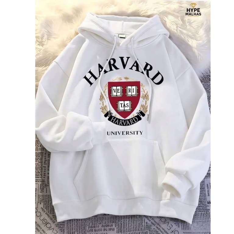 Moletom Harvard Universitário Canguru Com Capuz E Bolso Unissex Premium