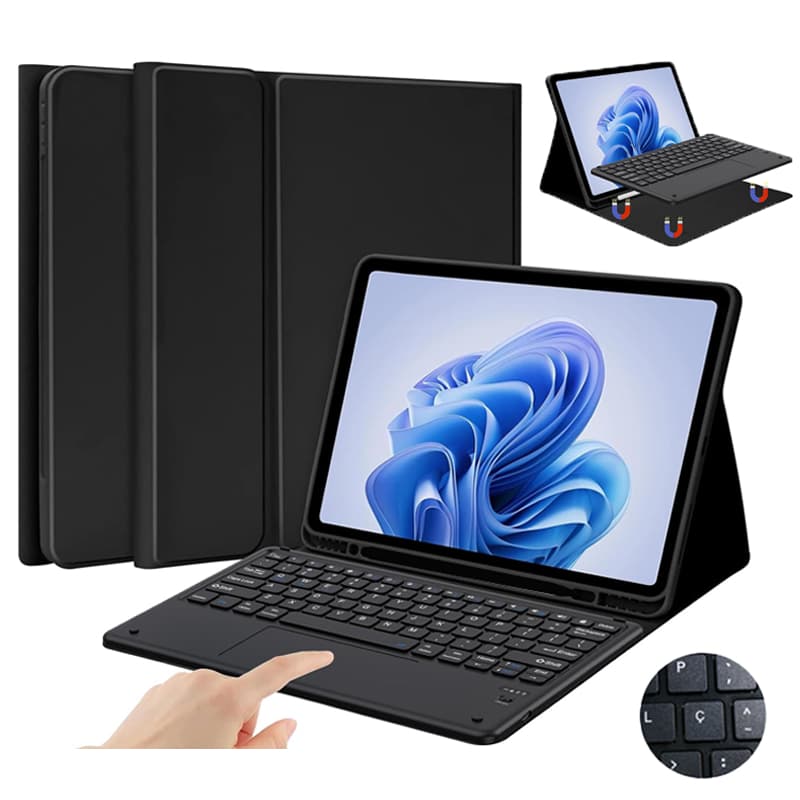 Capa com ABNT2 Teclado e Touchpad para Samsung Galaxy Tab S10 FE+ Plus (13.1")  com Ç e Porta Caneta
