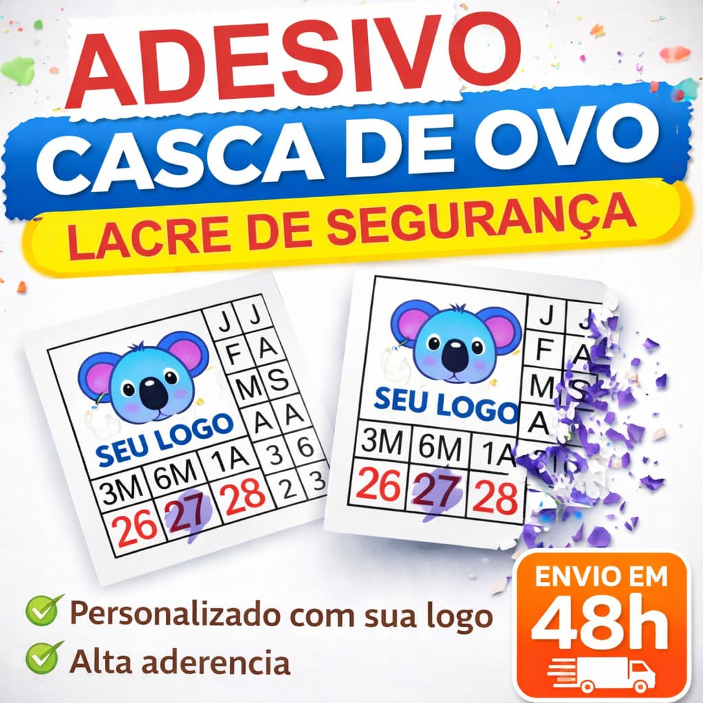 500 Lacre Casca de Ovo 1x1cm Destrutivo | Selo Adesivo Segurança Inviolável Garantia Personalizado Etiqueta