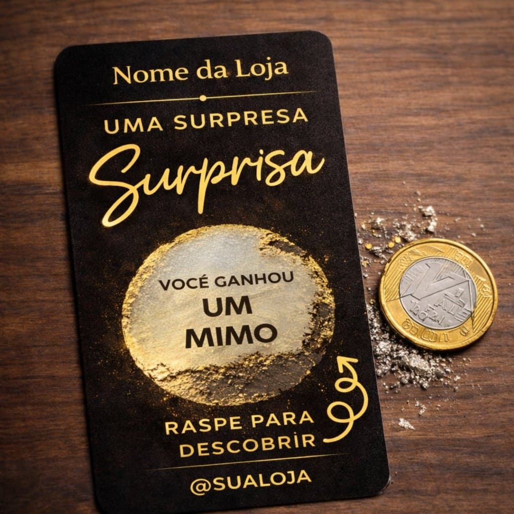 Cartão Raspadinha Personalizado Surpresa | Brindes, Descontos e Fidelização de Clientes