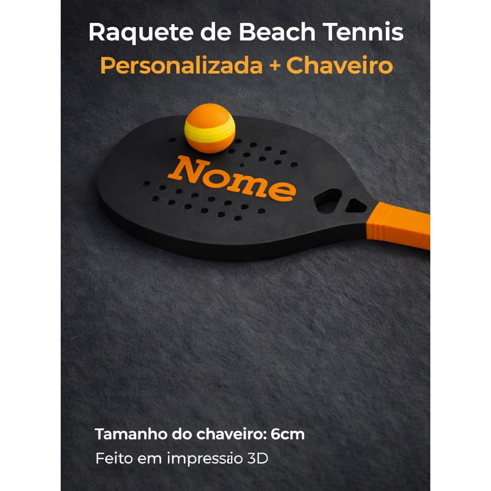 Chaveiro Raquete Beach Tennis com bolinha Personalizado com Nome | Lembrancinha Beach Tennis | Mini Raquete Mochila